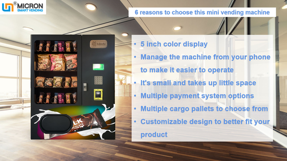 Mini snack- en drankautomaat met slim systeem en touchscreen op kantoor
