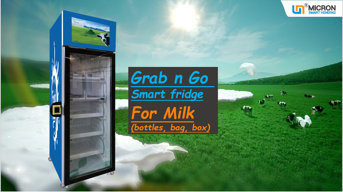 De Greep van de het Glasfles van de melkyoghurt gaat Slimme KoelkastAutomaat met Nayax-Kaartlezer