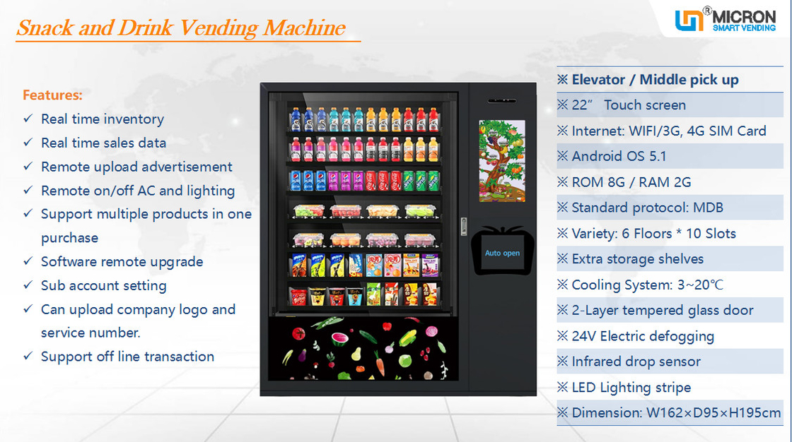 Automaat van het de Snackvoedsel van de micron de Middenoogst met X-y Lift Breekbare Goederen