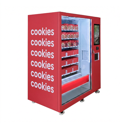 Door transportband aangedreven koekjesautomaat met slimme liftkiosk: geautomatiseerde bakkerijautomaat van de volgende generatie